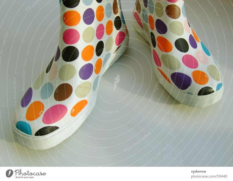 Retro Chic Gummi Gummistiefel retro Stil Schuhe Bekleidung stehen Dinge flippig mehrfarbig Punkt Farbe Wetter Schutz Mode