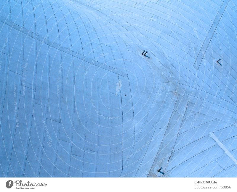Warnemünder Teepott von oben abstrakt Bilderrätsel Dach Betondach Teerpappe Muschelform Vogelperspektive Symmetrie blau Hintergrundbild Textfreiraum oben