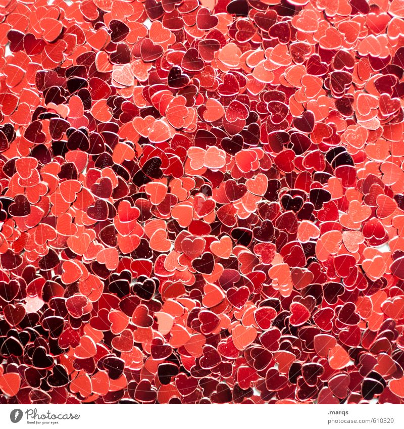 Herzlichst Stil Design Valentinstag Zeichen glänzend viele rot Gefühle Liebe Verliebtheit Romantik Liebesaffäre Glückwünsche Farbfoto Nahaufnahme abstrakt