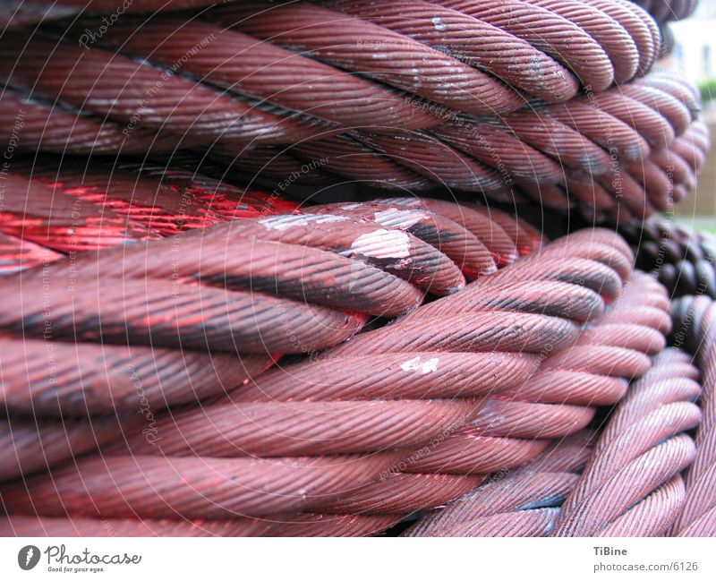 Stahlseile Makroaufnahme rot Industrie Drahtseil Seil Detailaufnahme