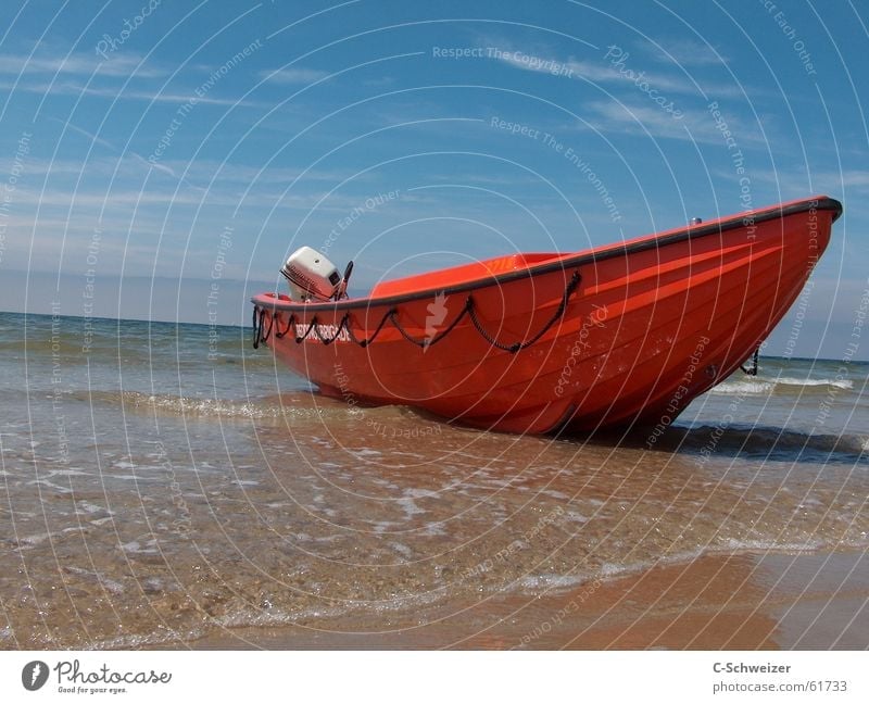 Gestrandet Wasserfahrzeug rot Strand Meer gestrandet himmel horizont