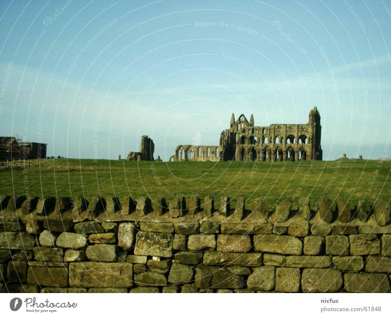 Ruine Mauer Wiese Gemäuer Gebäude England Insolvenz Stein Himmel Landschaft alt stones