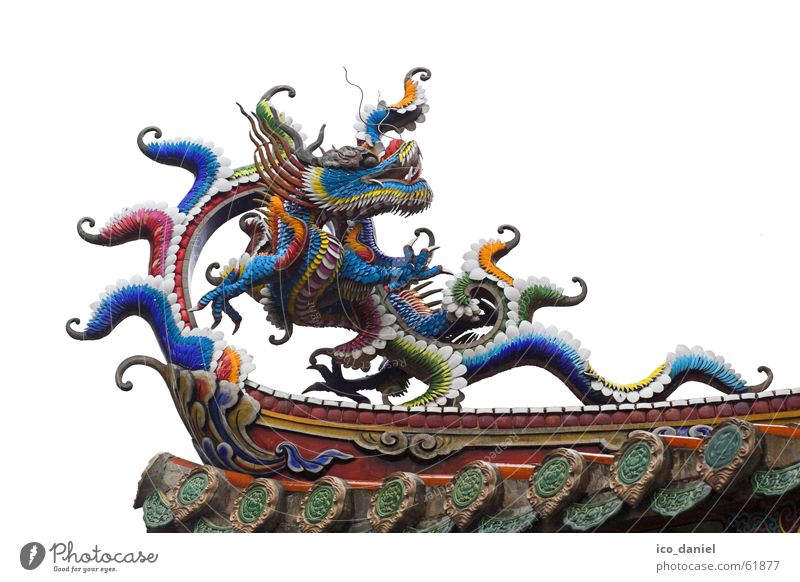 Drachen am Konfuzius Tempel in Taipeh II ruhig Ferien & Urlaub & Reisen Kunst China Gebäude Sehenswürdigkeit Holz alt historisch mehrfarbig Religion & Glaube