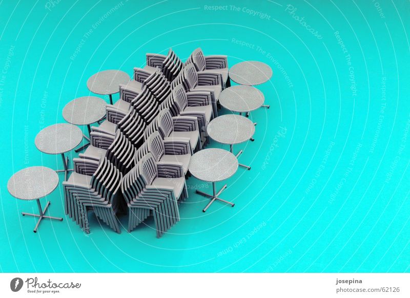 ozeanien Erholung Ferien & Urlaub & Reisen Meer Stuhl Tisch einfach fantastisch frei Sauberkeit verrückt grau türkis minimalistisch aufräumen chair table blue