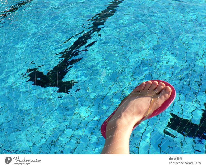 lass ma badn gehn! Schwimmbad Flipflops Stil Sommer Ferien & Urlaub & Reisen Zehen Wasser Fuß blau Freude