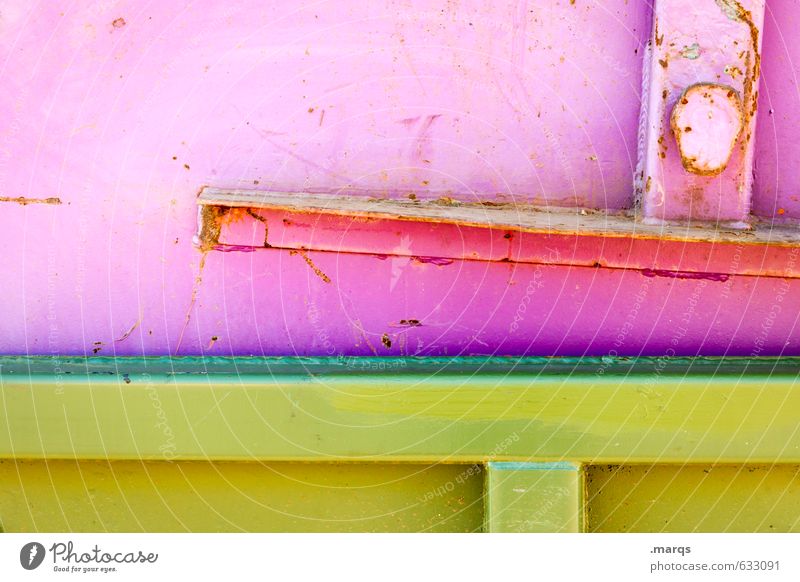 Metall Stil Design Industrie Container Linie einfach hell trendy gelb grün rosa Farbe Rost Farbfoto mehrfarbig Außenaufnahme Nahaufnahme abstrakt