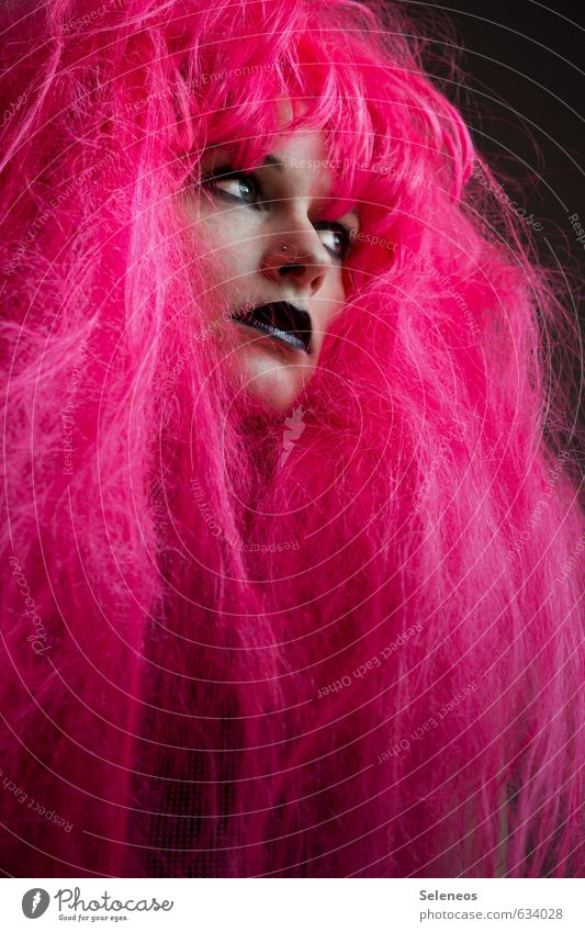 Mut zur Farbe Haare & Frisuren Gesicht Kosmetik Schminke Mensch feminin Frau Erwachsene Auge Nase Mund Lippen 1 Jugendkultur Subkultur Rockabilly Perücke