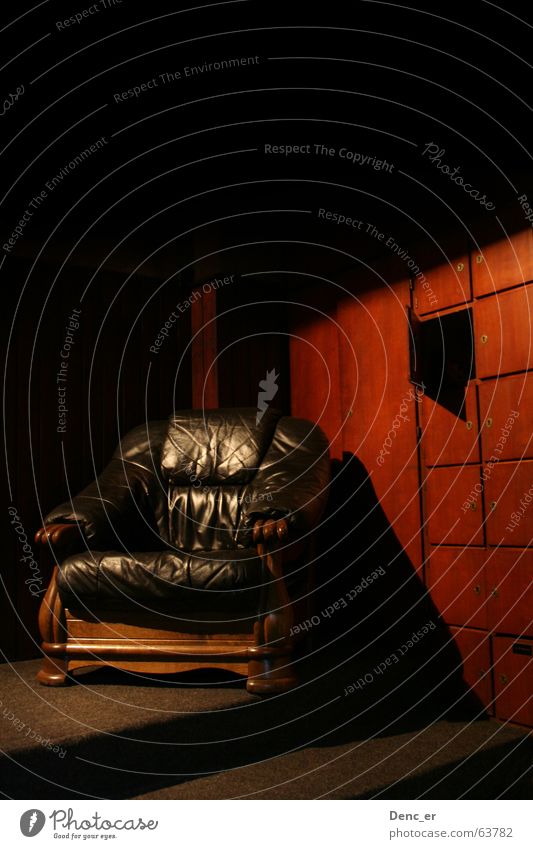 lean back Sessel Sitzgelegenheit weich gemütlich Schrank braun Erholung angenehm Leder Physik Innenaufnahme Beleuchtung Foyer Schatten alt freidlich Wärme