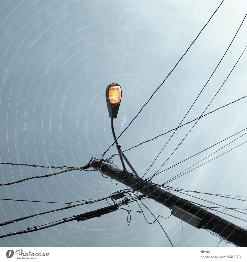 Mitreißende Seilschaft Kabel Technik & Technologie Elektrizität Strommast Straßenbeleuchtung Hochspannungsleitung Bauwerk Lampe Lampenlicht Netzwerk Stress