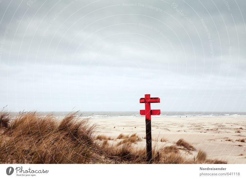 Nordsee Ferien & Urlaub & Reisen Ferne Freiheit Strand Meer Wellen Natur Landschaft Sand Luft Wasser Wind Gras Zeichen Schilder & Markierungen Hinweisschild