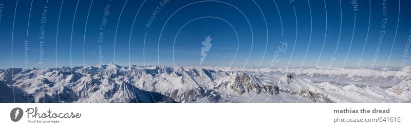 GANZ OBEN Umwelt Natur Landschaft Himmel Horizont Winter Schönes Wetter Schnee Alpen Berge u. Gebirge Gipfel Gletscher ästhetisch außergewöhnlich Unendlichkeit