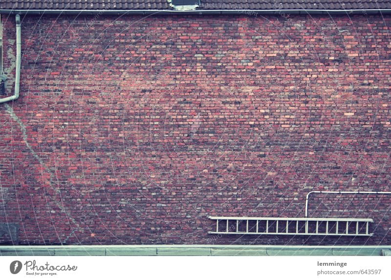 stein auf stein Baustelle Haus Bauwerk Gebäude Architektur Mauer Wand braun Backstein Backsteinwand Backsteinfassade Backsteinhaus Leiter Röhren Fassade