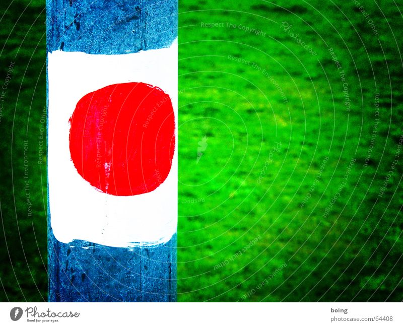 auf nach Japan wandern Sonne Fahne Wiese Stab Grüner Tee Fußweg Macht Hinweisschild all nippon wegelagerer roter punkt strauchdieb mensch meier 19. juni 1969
