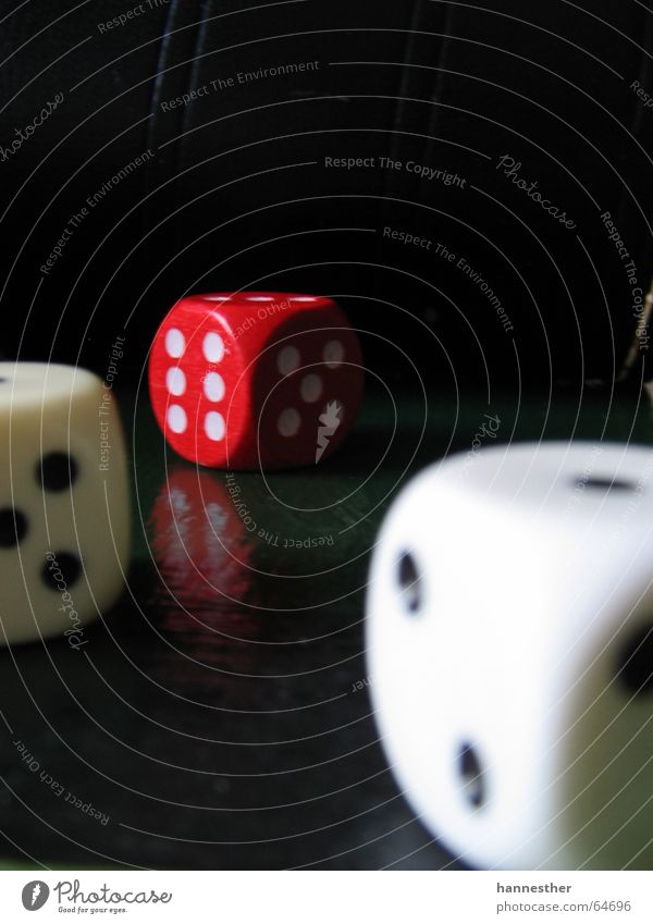 kniffellig Spielen Glücksspiel verlieren 3 6 5 2 rot weiß schwarz Reflexion & Spiegelung dunkel Freude Würfel