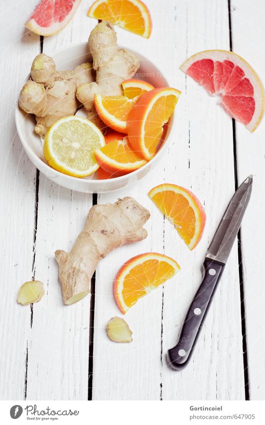 Ingwerzitrus Lebensmittel Frucht Orange Ernährung Bioprodukte Vegetarische Ernährung Slowfood Tee Schalen & Schüsseln Messer Gesunde Ernährung frisch lecker
