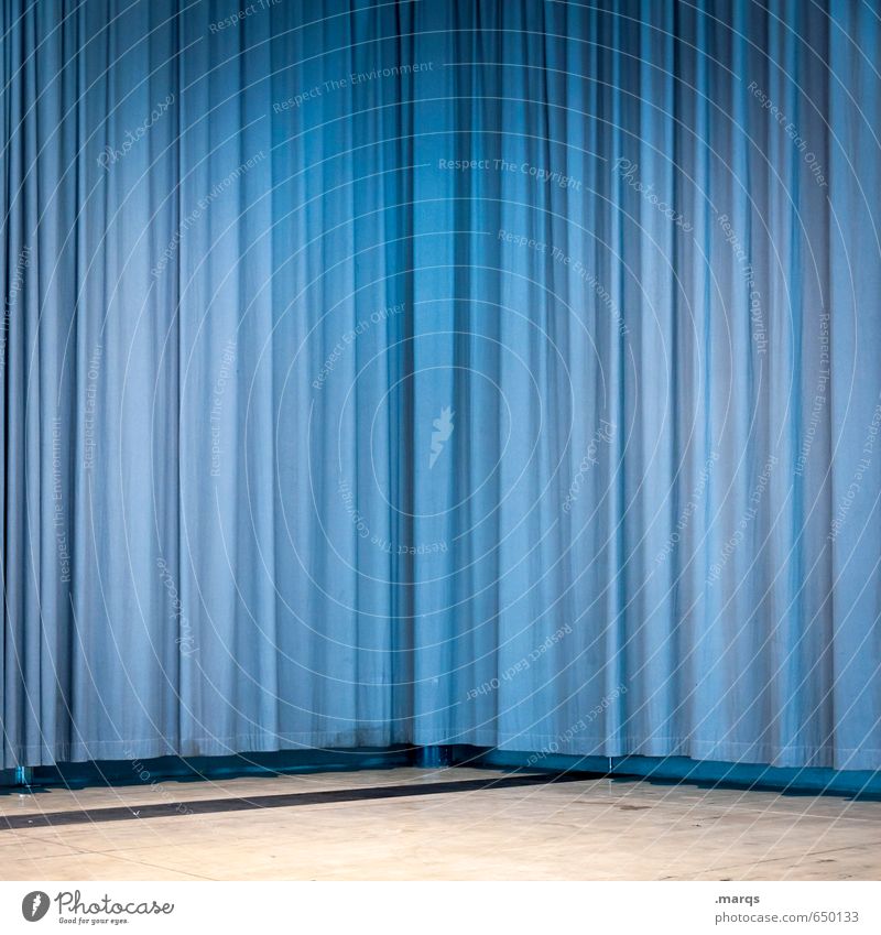 Sichtschutz Stil Design Entertainment Veranstaltung Bühne Kultur Vorhang einfach blau Farbe Neugier Überraschung Farbfoto Innenaufnahme Strukturen & Formen