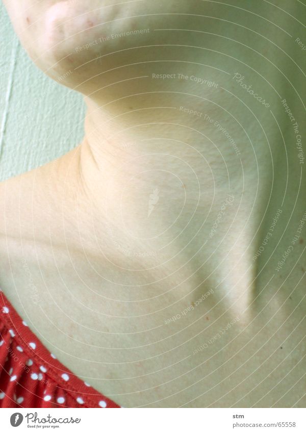 Halbportrait einer Frau Kinn kalt grün frieren ernst Sommer Hals blau Eis