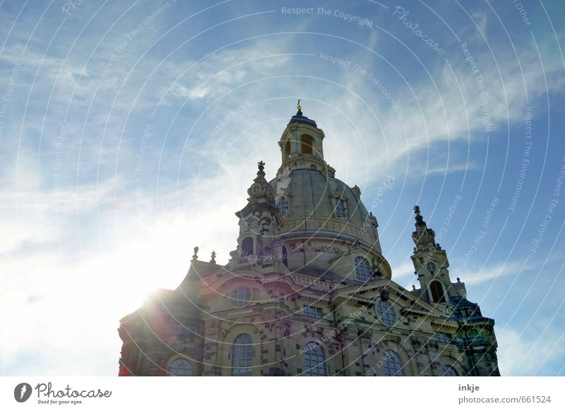 Frauenkirche Drähschdn Tourismus Sightseeing Städtereise Sommer Himmel Wolken Schönes Wetter Dresden Stadt Stadtzentrum Menschenleer Kirche Bauwerk Gebäude