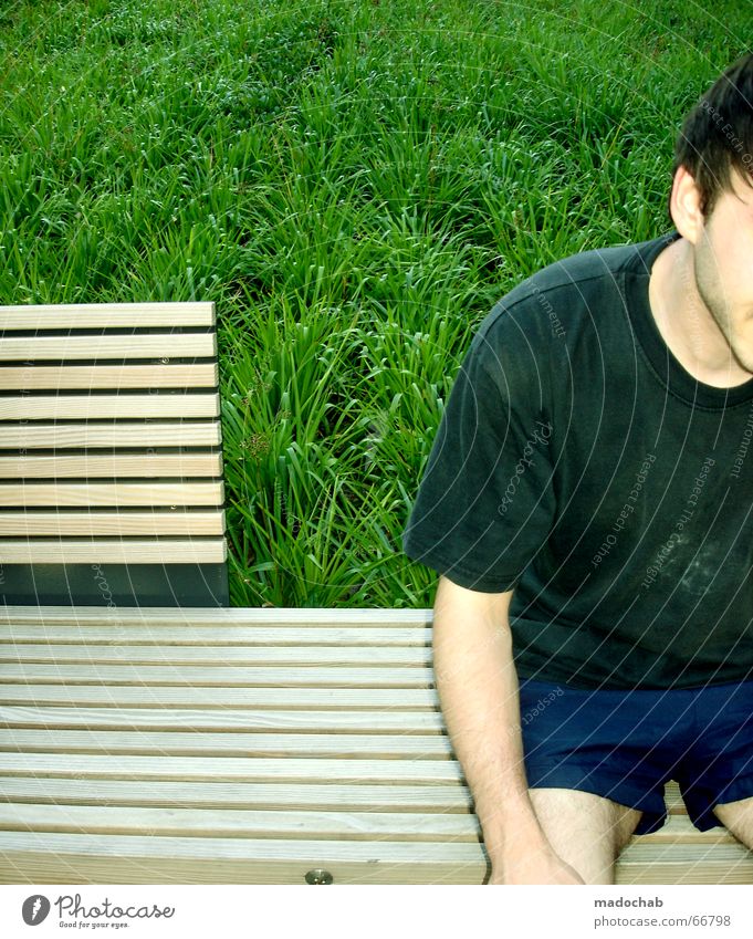PHOTOSHOP | person people male typ mann ruhe pause wellness mehrfarbig Mann sitzen Stil lernfähig Wiese Gras grün Park Sommer Pause Wellness Herr Mensch Leben