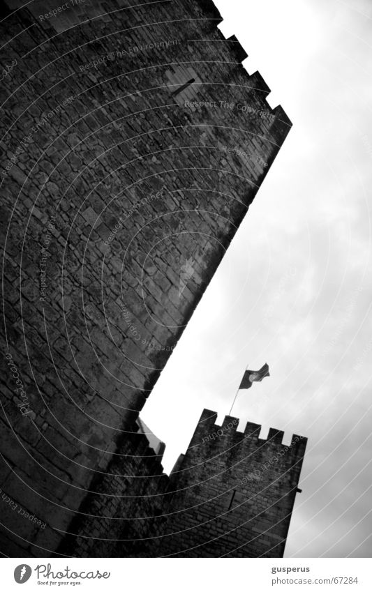 Altertu[r]m Gemäuer Altertum Fahne Defensive Sicherheit Mittelalter Turm Burg oder Schloss historisch Historische Bauten Wachturm Froschperspektive
