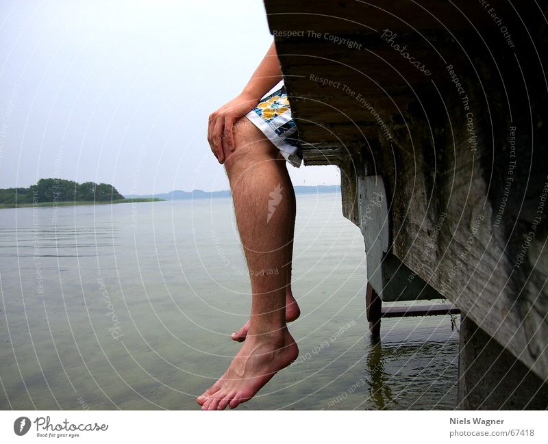 chilln nach dem baden See Steg ruhig Wasser Beine Brücke ausruhe Fuß