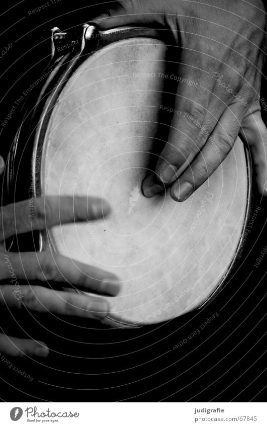Klang Hand Finger Mann Schlaginstrumente schlagen Rhythmus schwarz weiß Musik Musikinstrument perkussion Gefühle Konzert musizieren Musiker Spielen