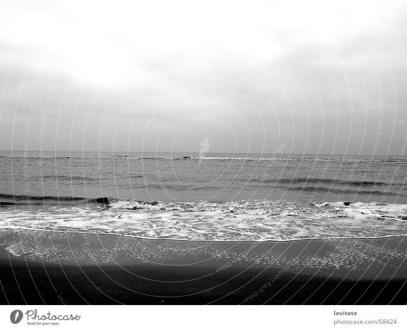 winter-sea Meer dunkel kalt Ferne Strand Wolken grau Außenaufnahme Himmel Freiheit Schwarzweißfoto