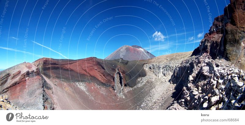 Red Crater Vulkankrater Neuseeland rot Panorama (Aussicht) bergrücken Felsen tief groß Panorama (Bildformat)