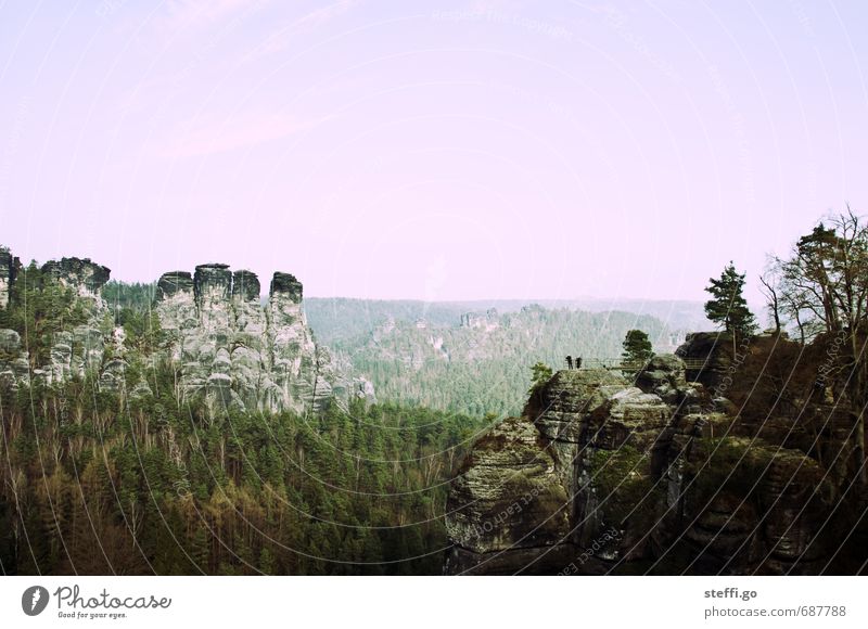 Postkartenmotiv Ferien & Urlaub & Reisen Tourismus Ausflug Abenteuer Freiheit Sightseeing Berge u. Gebirge wandern Landschaft Baum Wald Felsen