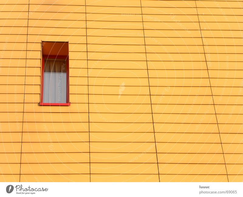 guckloch Fenster klein schmal Nachbar Gardine Wand leer sonnenbeschienen Physik Muster regelmässig karg Wärme täfer Abend Linie Detailaufnahme