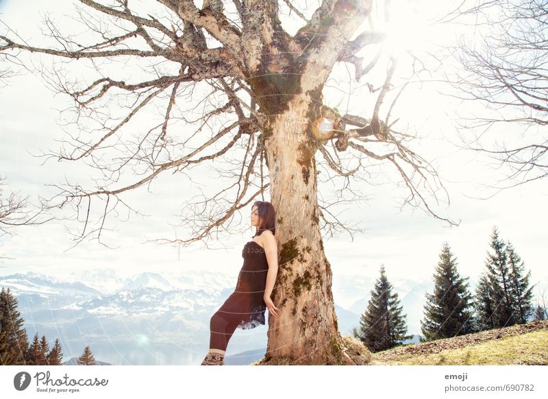Geäst feminin Junge Frau Jugendliche 1 Mensch 18-30 Jahre Erwachsene Schönes Wetter Baum schön Farbfoto Außenaufnahme Tag Sonnenlicht Ganzkörperaufnahme