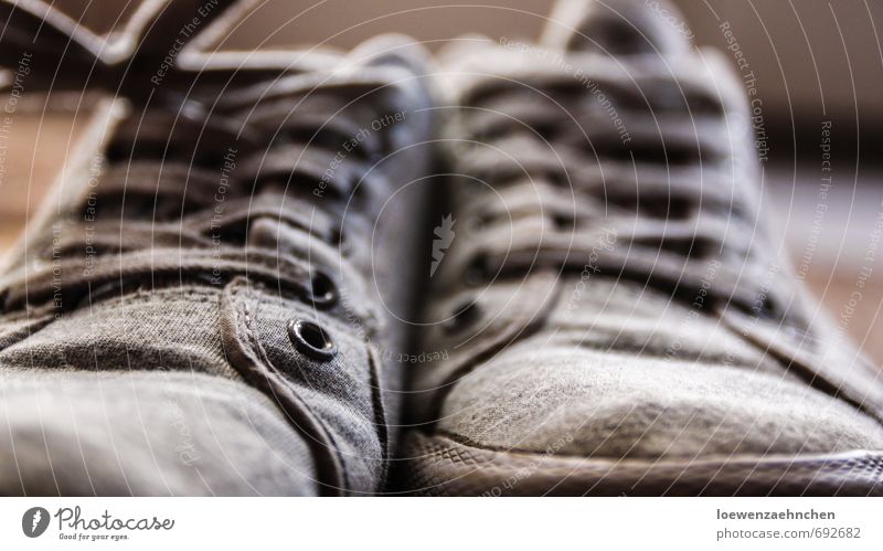 Vergessen Stoff Schuhe Turnschuh tragen alt dreckig authentisch einzigartig sportlich grau Erschöpfung Senior Bewegung Vergänglichkeit Farbfoto Innenaufnahme