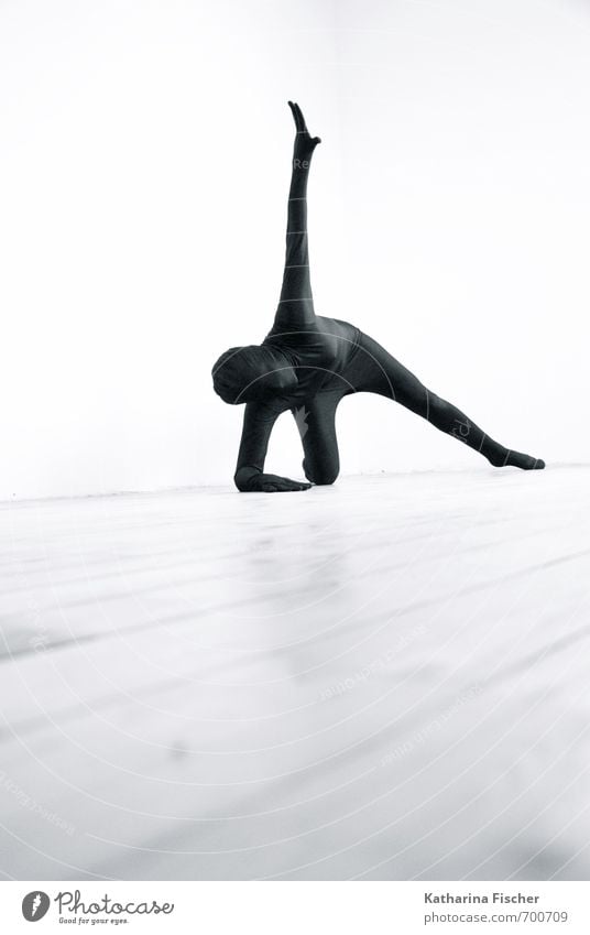 #700709 Fitness Sport-Training Yoga Tanzen 1 Mensch Kunst Tänzer Bewegung ästhetisch sportlich außergewöhnlich dünn grau schwarz weiß bizarr Inspiration Körper