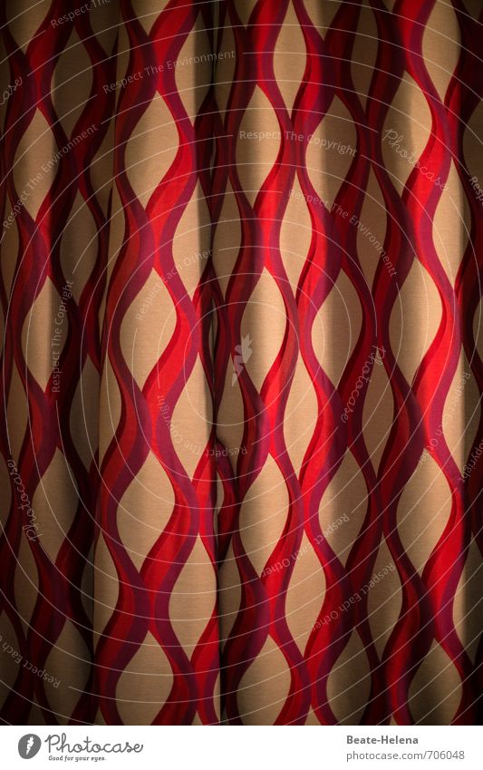 retro | Stoff und Muster Stil Design exotisch wählen gebrauchen leuchten Häusliches Leben glänzend trendy gold rot Lebensfreude Handel Vorhang Gardine