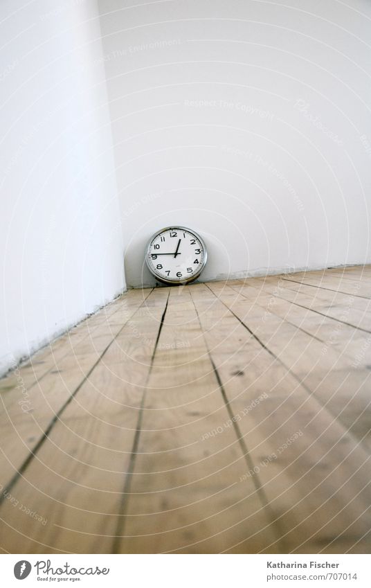 Zeit-Raum Uhr Technik & Technologie Beton Holz Metall braun schwarz silber weiß Vergänglichkeit Endzeitstimmung Raum für Zeit Wand Frist Minutenzeiger