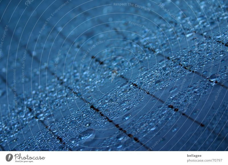 eines morgens.. schwarz Morgen Fensterscheibe PKW Wasser Wassertropfen Seil blau Linie Regen Heckscheibe Detailaufnahme Nahaufnahme