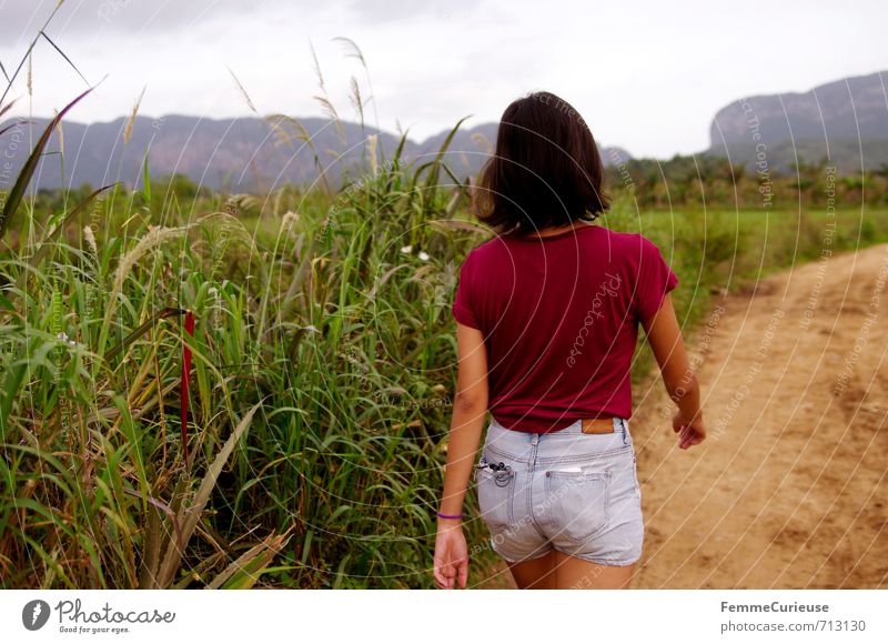 Viñales. (II) feminin Junge Frau Jugendliche Erwachsene 1 Mensch 13-18 Jahre Kind 18-30 Jahre Natur Landschaft Abenteuer Zufriedenheit wandern Valle de Viñales