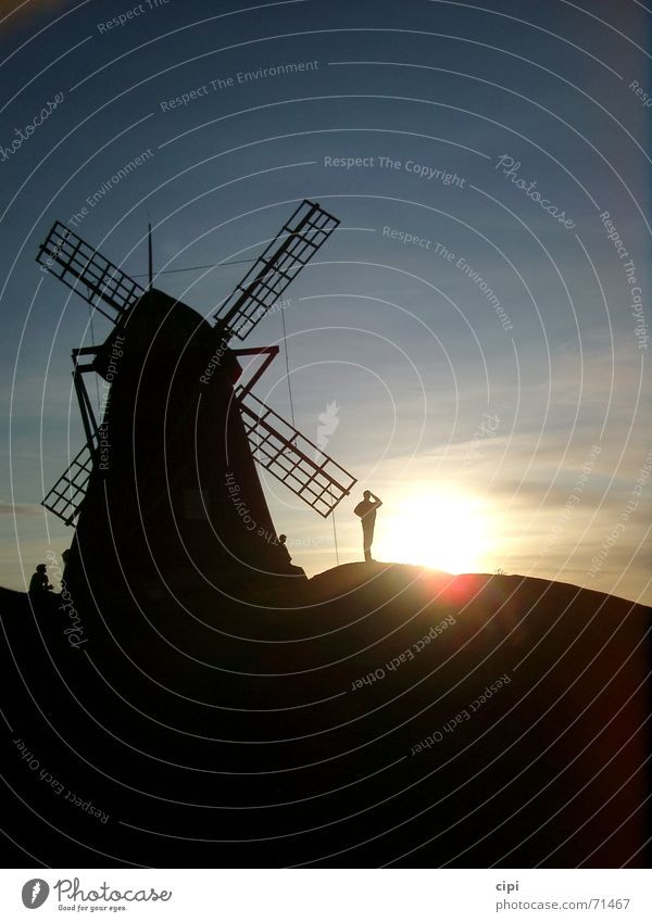 Don Quichote II Abenddämmerung Windmühle Mühle Niederlande Himmel Schweden Sonne Abschied