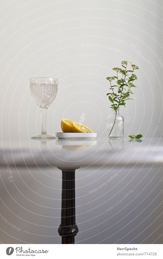 Am Marmortisch IV Getränk Erfrischungsgetränk Trinkwasser Häusliches Leben Wohnung Tisch Stein Glas Metall Gesundheit saftig Sauberkeit grau weiß Ordnungsliebe