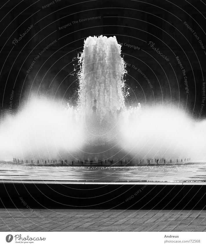 Fontäne Wasserfontäne spritzig Gischt Louvre Brunnen laut Schwarzweißfoto milchschaum Mineralwasser