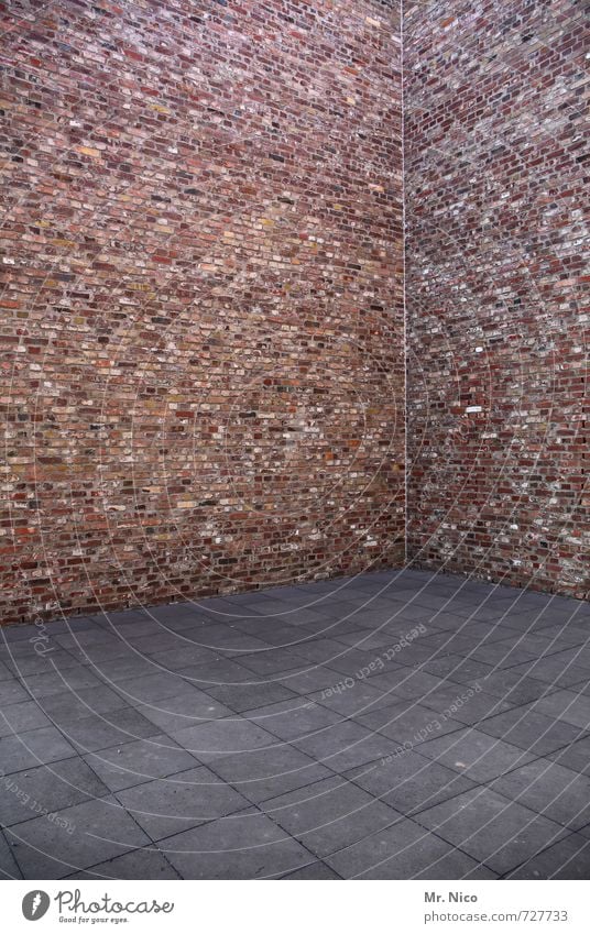 Textfreiraum | nichts Bauwerk Gebäude Architektur Mauer Wand Fassade grau rot Stein Beton Betonplatte Boden Ecke Traumhaus Linie eckig leer Farbfoto