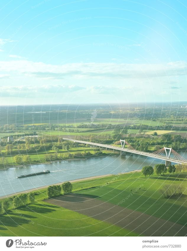 Der Rhein Umwelt Natur Landschaft Pflanze Luft Wasser Himmel Wolken Wiese Feld Fluss Schwimmen & Baden grün Horizont Idylle Niederrhein Düsseldorf