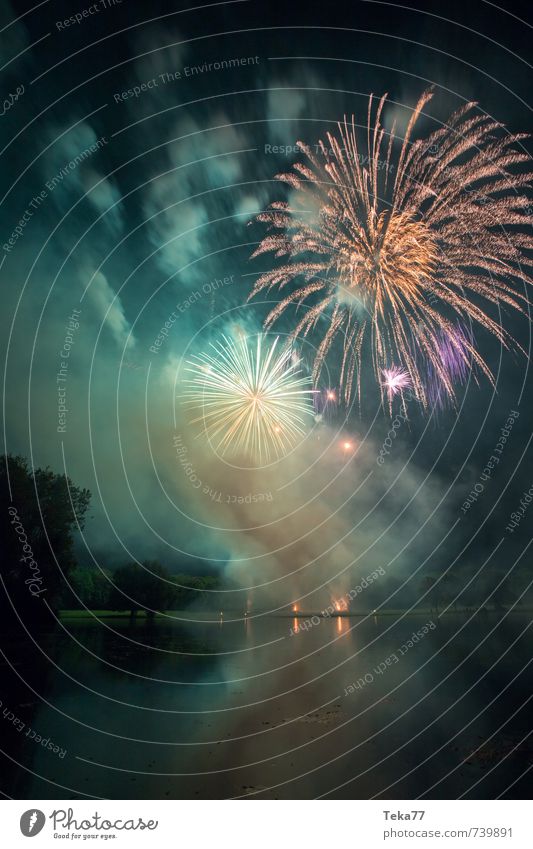 Feuerwerk und See II Party Veranstaltung Feste & Feiern Silvester u. Neujahr Jahrmarkt Gefühle Stimmung Freude Glück Fröhlichkeit Leben Angst Farbfoto