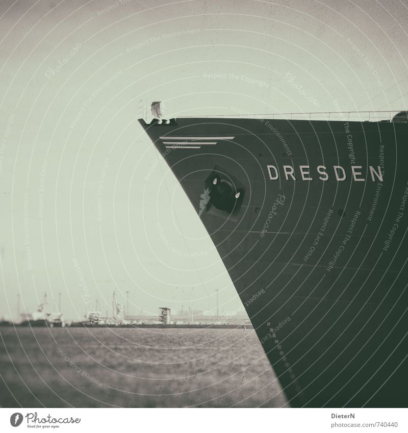 Dresden Technik & Technologie Schifffahrt Hafen Anker retro gelb grau schwarz Wasseroberfläche Farbfoto Menschenleer Textfreiraum links Textfreiraum rechts