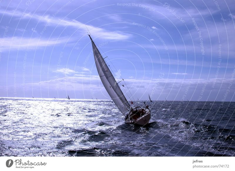 Transquadra race Frieden Himmel awakens blue boat cord cruise dawn glow harbour line Strommast ocean peaceful pulley rope sail ship silence sky ruhig water wave