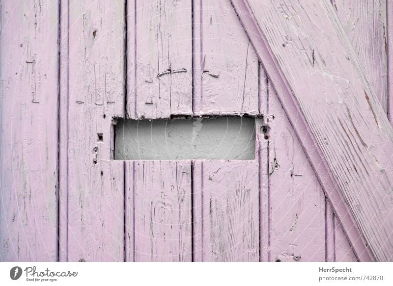 Posteingang DIY Haus Einfamilienhaus Tür Briefkasten Holz alt lustig niedlich trashig trist selbstgemacht Loch Neigung Säge rosa Holztür Eingangstür Schlitz