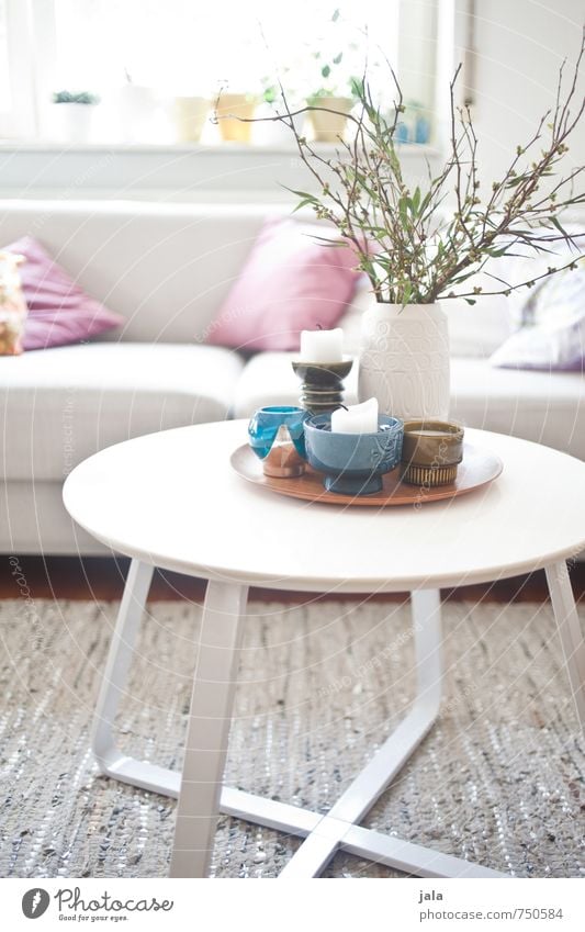 couchtisch Lifestyle Häusliches Leben Wohnung einrichten Innenarchitektur Dekoration & Verzierung Möbel Sofa Tisch Wohnzimmer Blumenstrauß Sammlung ästhetisch