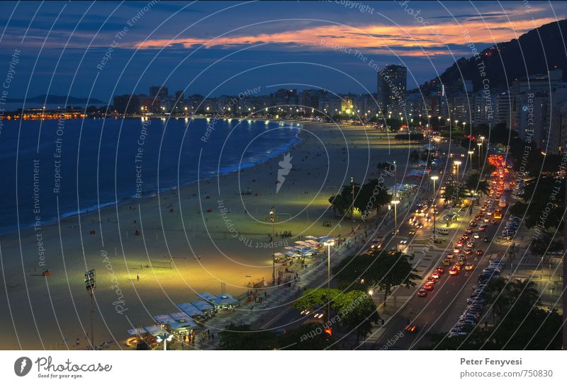Rio de Janeiro 5 Wasser Nachthimmel Strand Bucht Meer Brasilien Amerika Südamerika Menschenleer Sehenswürdigkeit Stimmung Copacabana Farbfoto Außenaufnahme