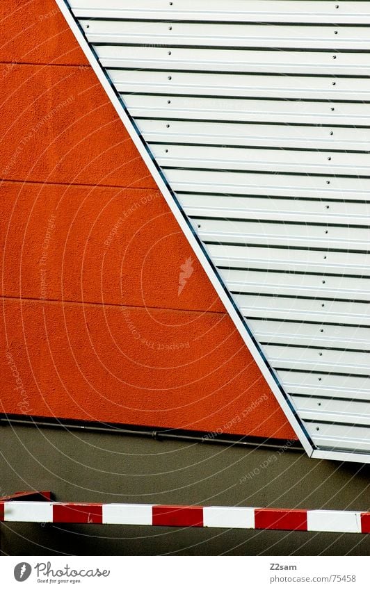 abstrakte geometrie Geometrie rot Wand Blech Muster lines Linie orange Schilder & Markierungen Metall Pfosten