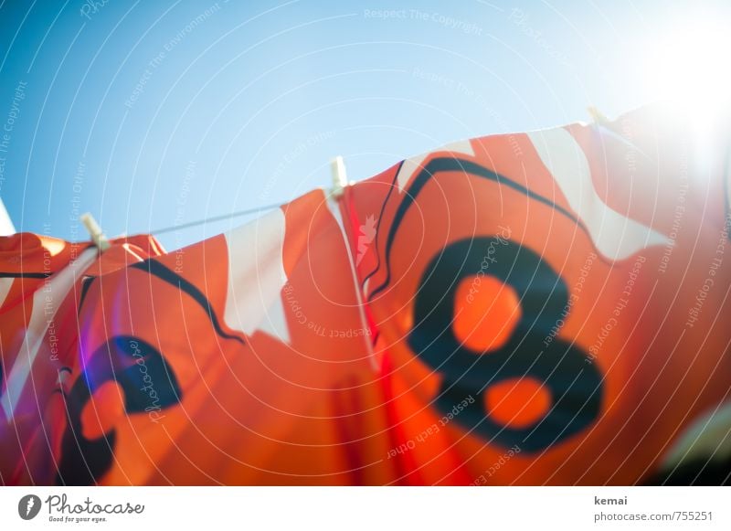 Frisch gewaschen zur WM Sport Himmel Wolkenloser Himmel Sommer Schönes Wetter Wärme Bekleidung T-Shirt Trikot Fußballtrikot frisch Sauberkeit blau orange
